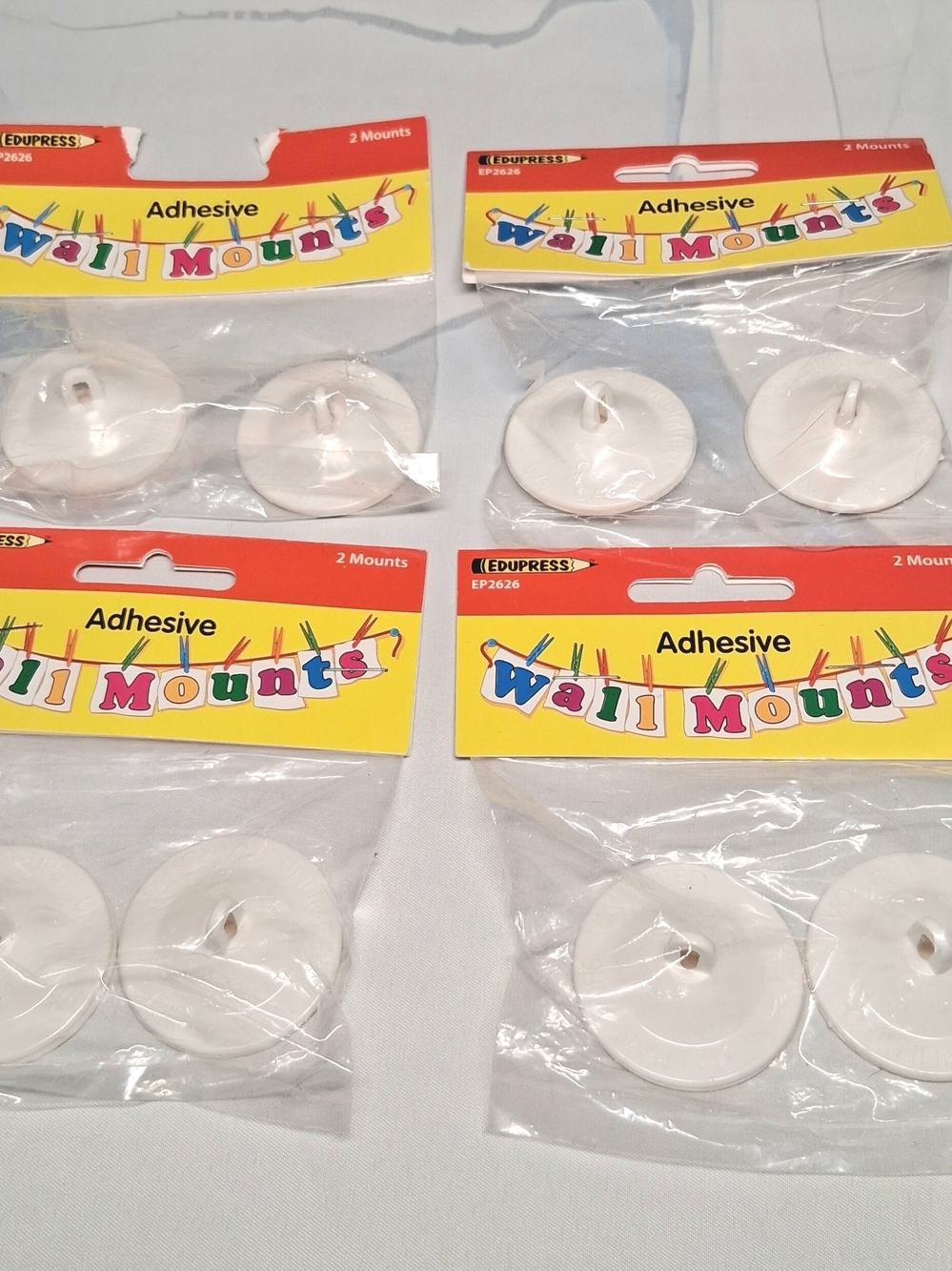 Edupress EP2626 Crafting Adhesive Eye Hook Style Plastic Wall Mounts ( 4 packs)